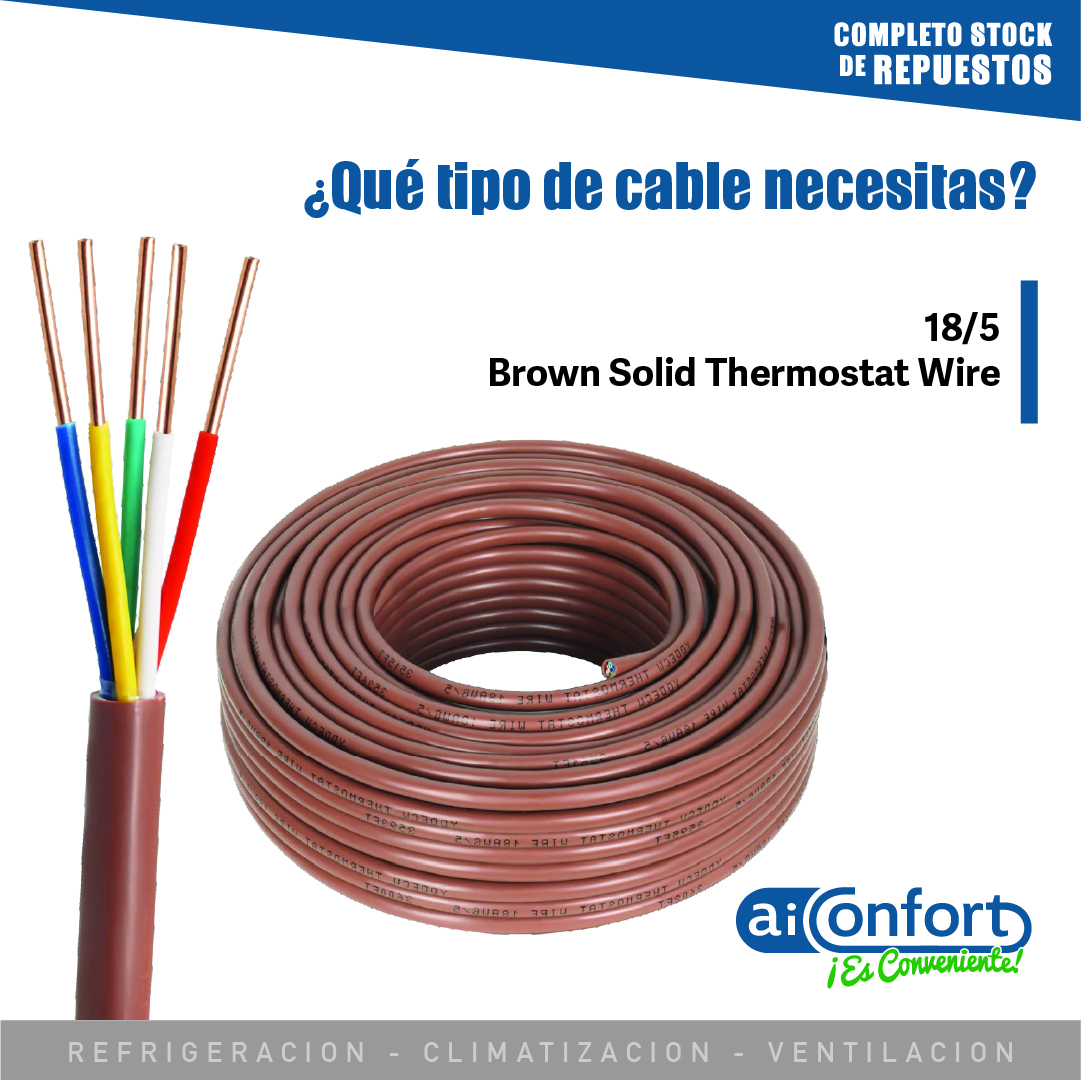 Brown Solid Thermostat Wire 18/5