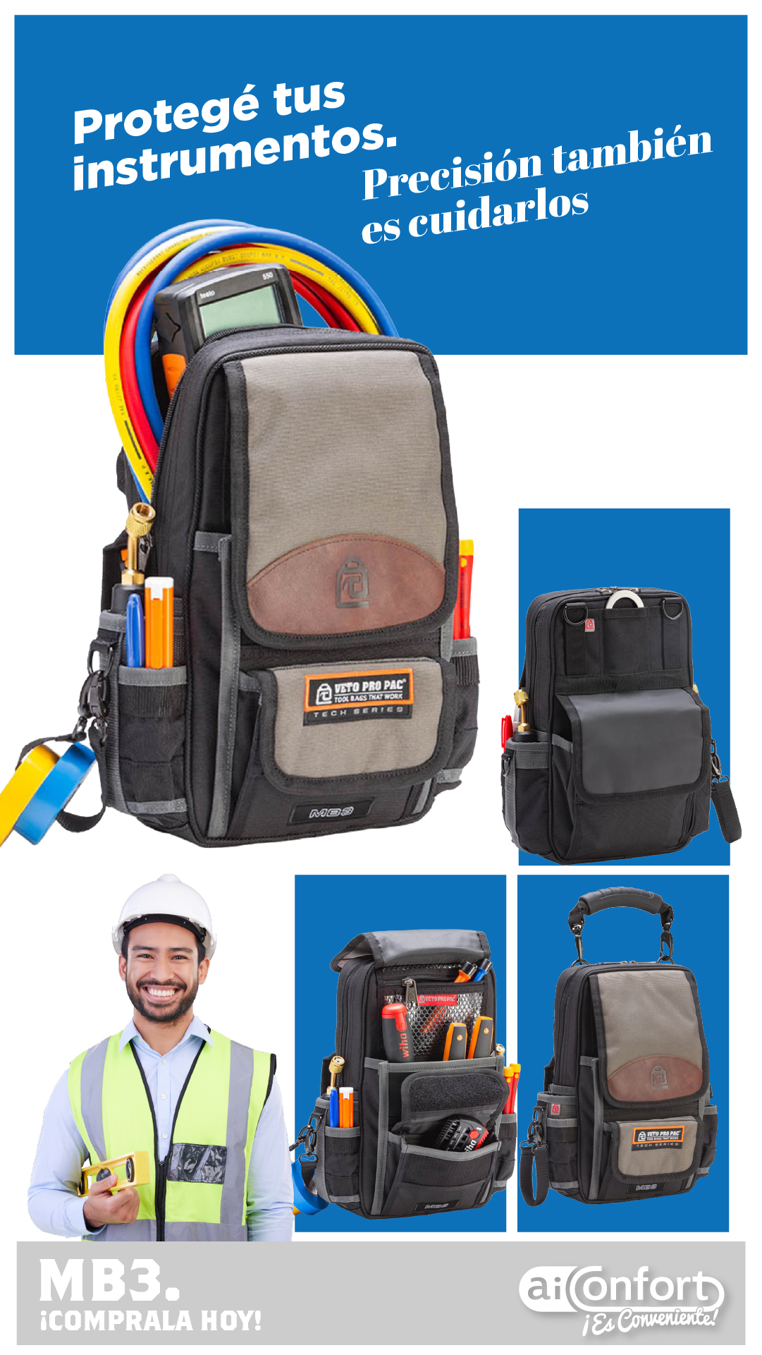 Bolso de medición y herramientas compacta de tipo - MB3